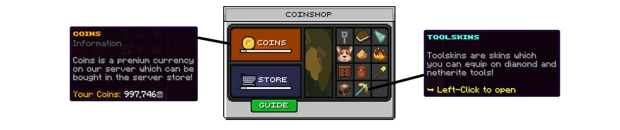Aperçu de la boutique de Coins en jeu